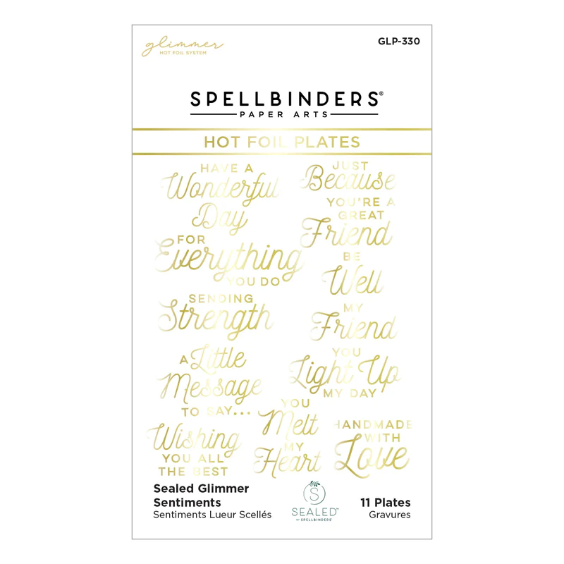 Spellbinders - SEALED GLIMMER SENTIMENTS GLIMMER HOT FOIL PLATE FROM THE SEALED BY SPELLBINDERS COLLECTION