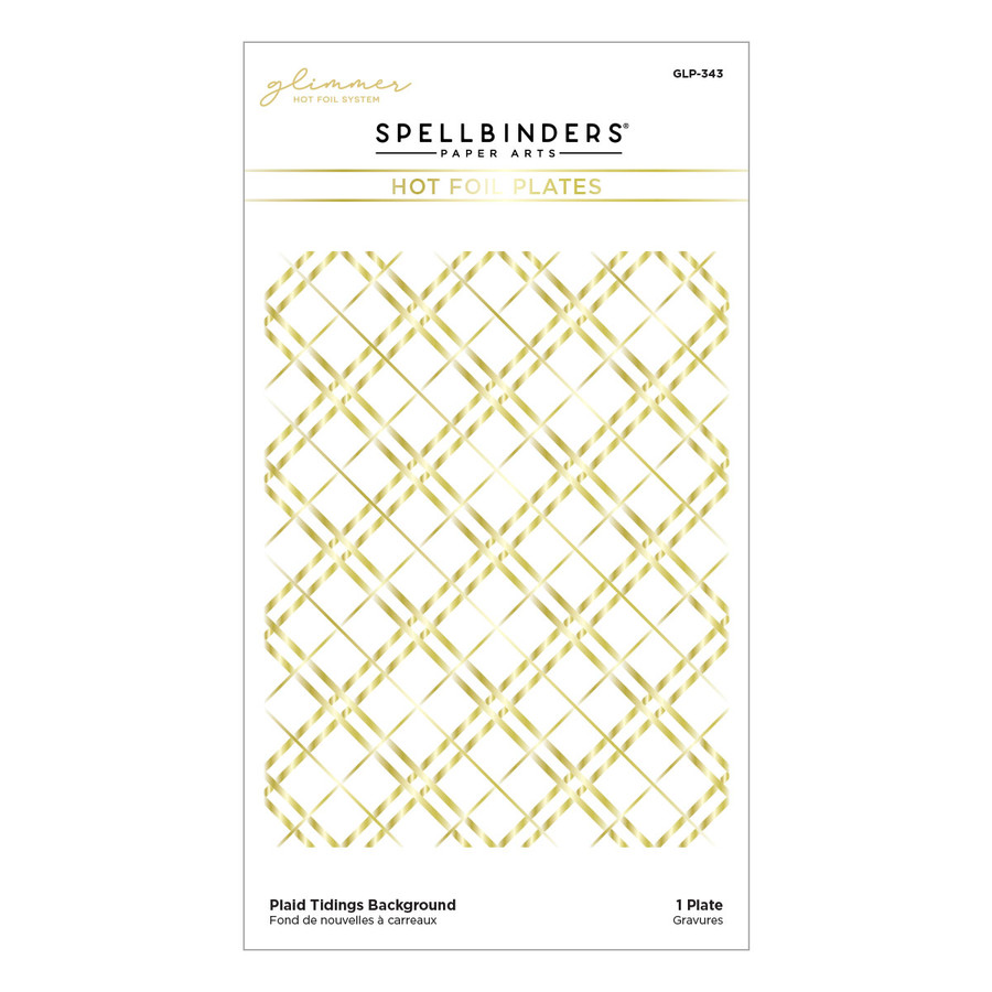 Spellbinders - Plaid Tidings Background Glimmer Hot Foil Plate from the Glimmer Greetings Collection