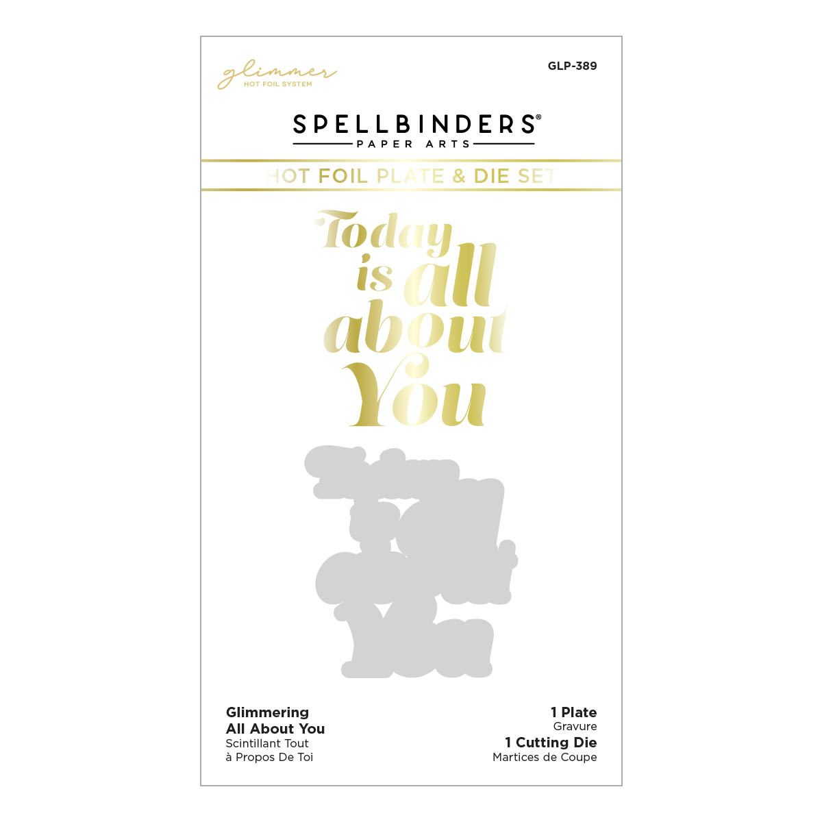 Spellbinders - Glimmering All About You Hot Foil Plate & Die Set from the It's My Party Too Collection