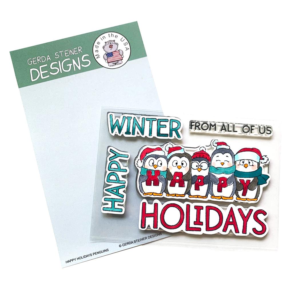 Gerda Steiner - Happy Holiday Penguin 4x6 Clear Stamp Set