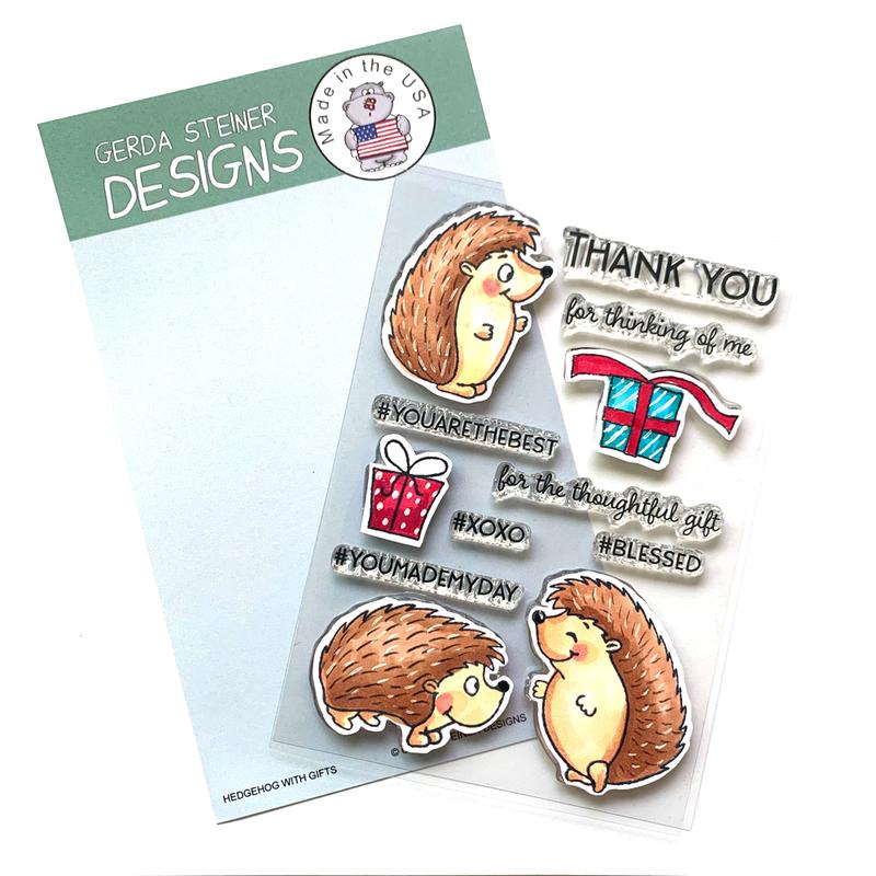 Gerda Steiner - Hedgehog with Gifts - 4x6 Clear Stamp Set