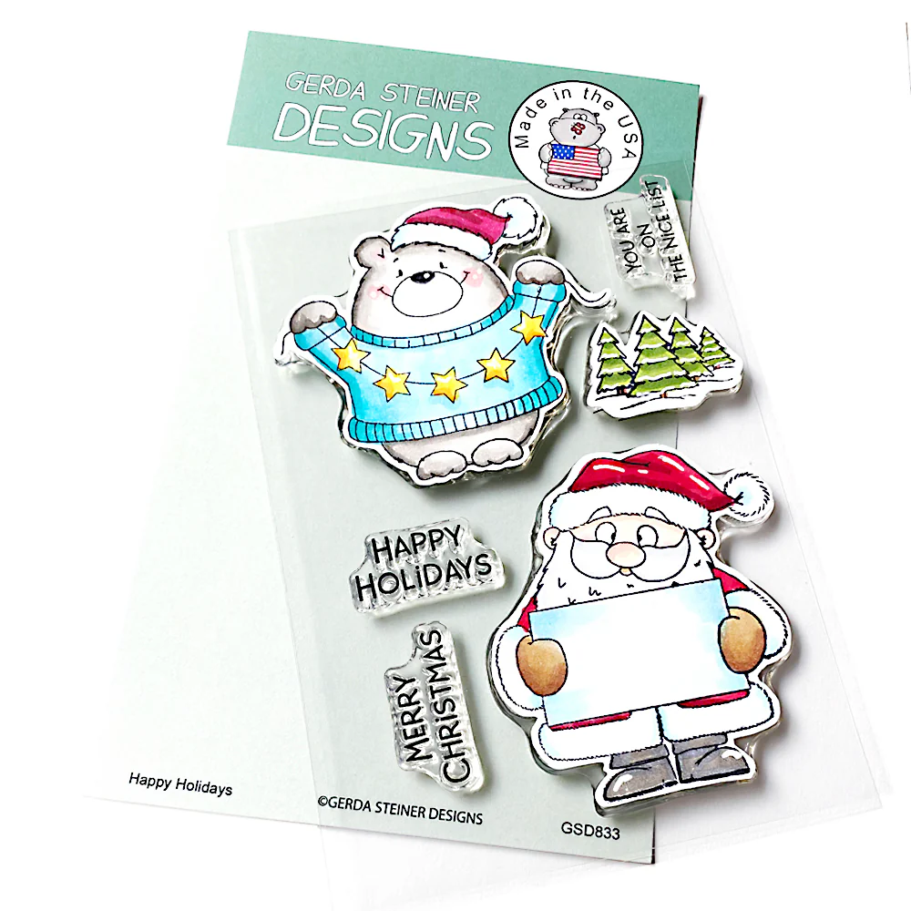 Gerda Steiner - Happy Holidays - 4x6 Clear Stamp Set
