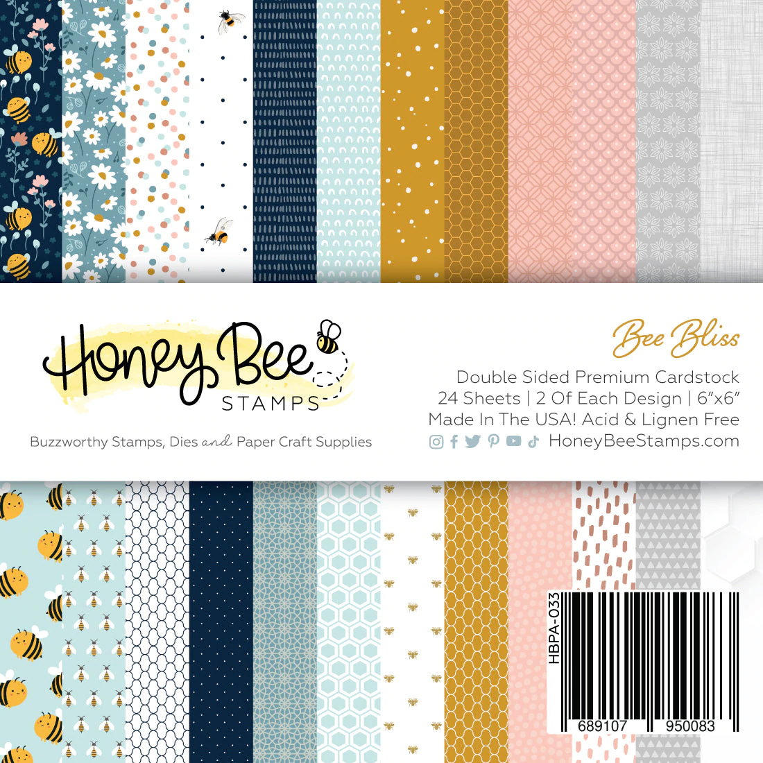 Honey Bee - Paper Pad 6x6 | 24 Double Sided Sheets | Bee Bliss