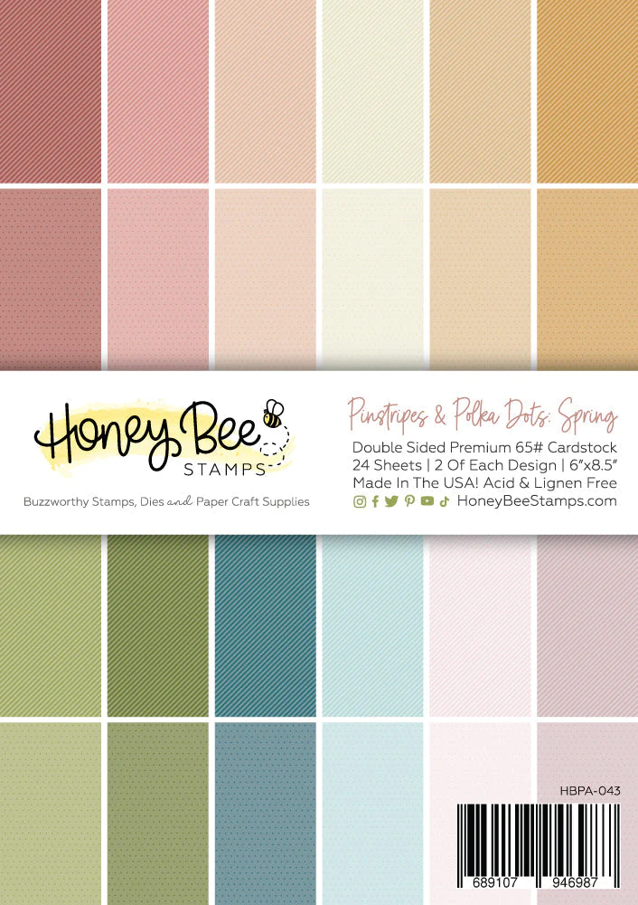 Honey Bee - Pinstripes & Polka Dots: Spring Paper Pad 6x8.5 - 24 Double Sided Sheets