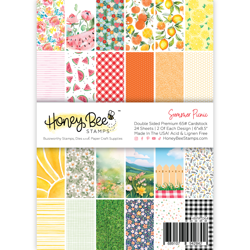 **NEW* - Honey Bee - Summer Picnic Paper Pad 6x8.5 - 24 Double-Sided Sheets