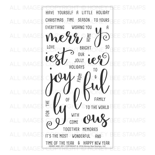 Honey Bee Stamps - Merry and Joy | 4x8 Stamp Set