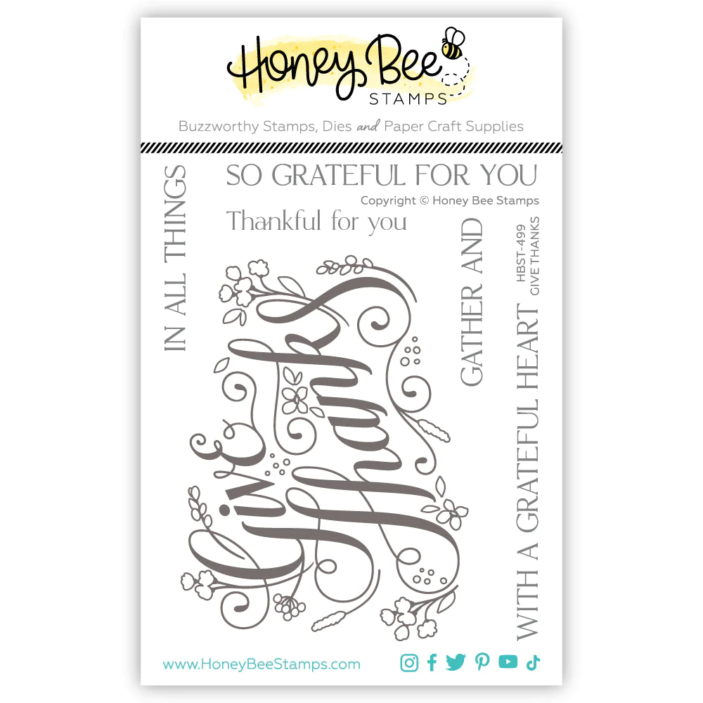 Honey Bee - Give Thanks - 4x5 STAMP AND MATCHING DIE (8)