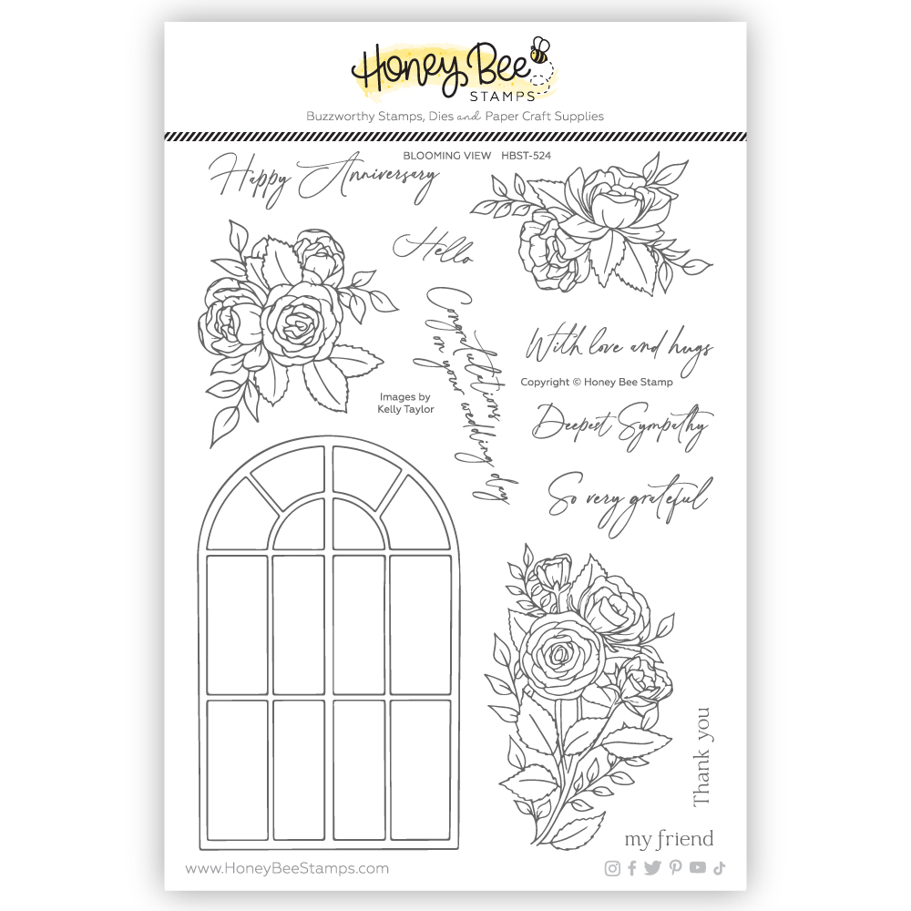 Honey Bee - Blooming View  6x8 Stamp Set