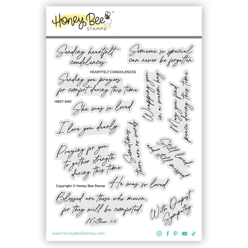 Honey Bee - Heartfelt Condolences - 5x6.5 Clear Stamp Set