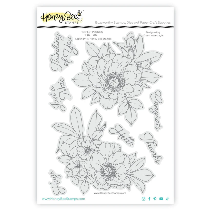 *NEW* - Honey Bee - Perfect Peonies - 6x8 Photopolymer Stamp Set