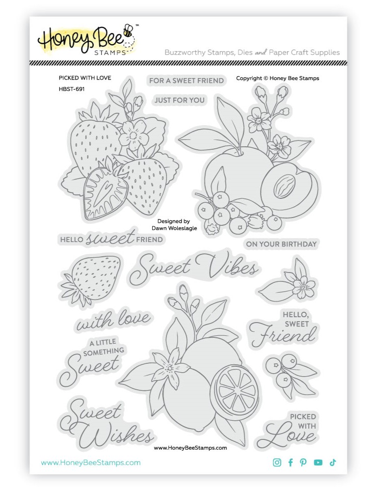 **NEW* - Honey Bee - Picked With Love - 6x8 Photopolymer Stamp Set
