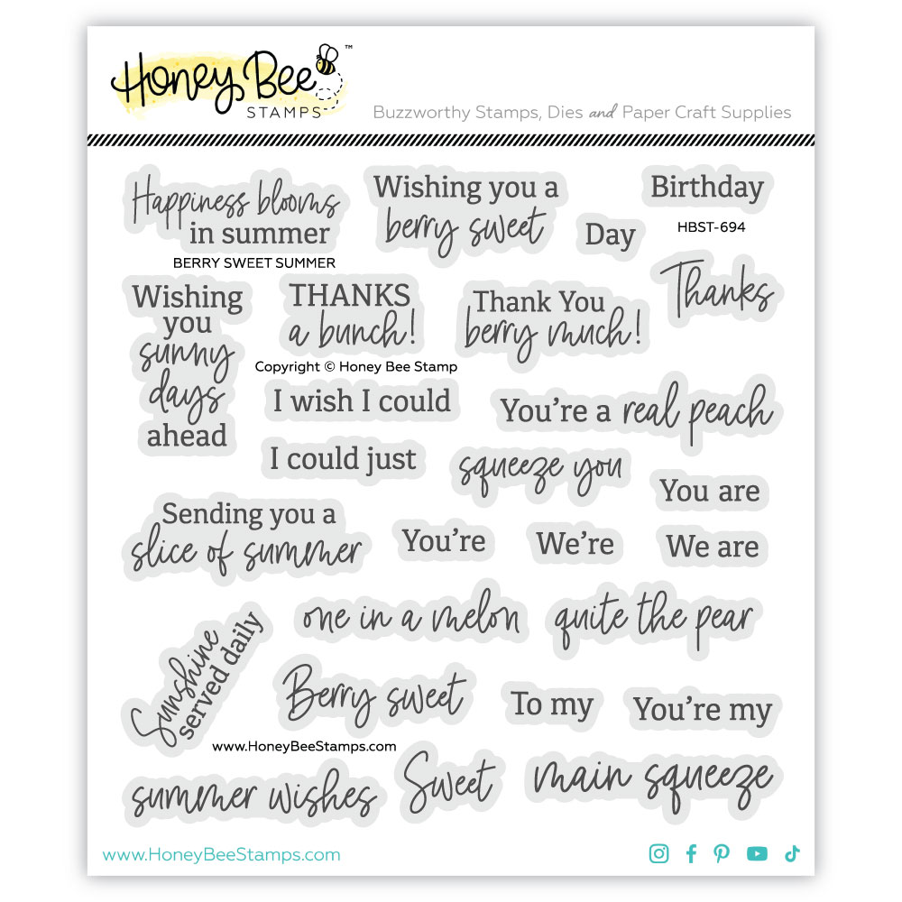 **NEW* - Honey Bee - Berry Sweet Summer - 6x6 Photopolymer Stamp Set