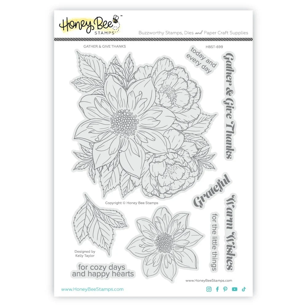 **NEW* - Honey Bee - Gather & Give Thanks - 6x8 Photopolymer Stamp Set