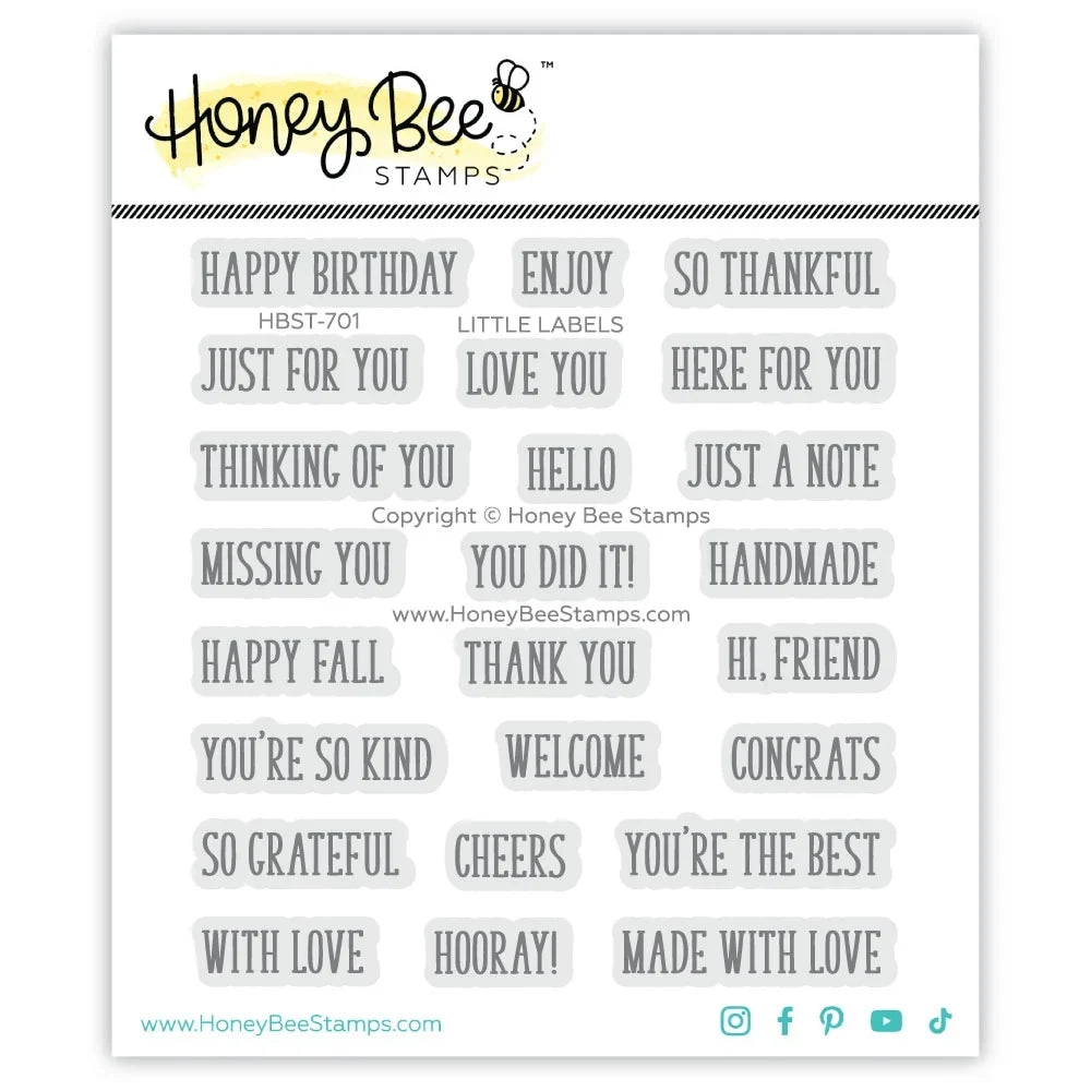 **NEW* - Honey Bee - Little Labels - 4x4 Photopolymer Stamp Set