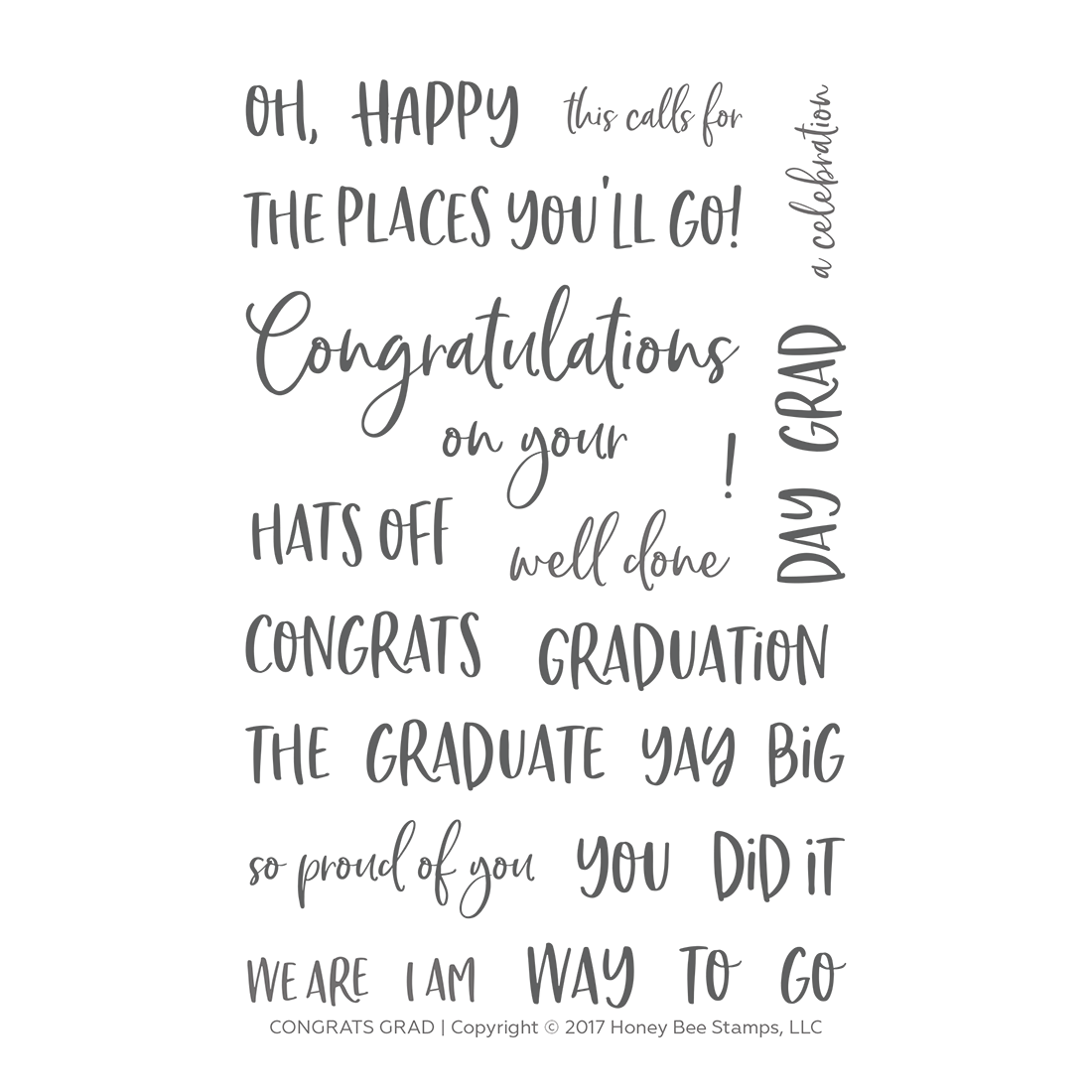 Honey Bee Stamps - Congrats Grad | 4x6 Stamp Set