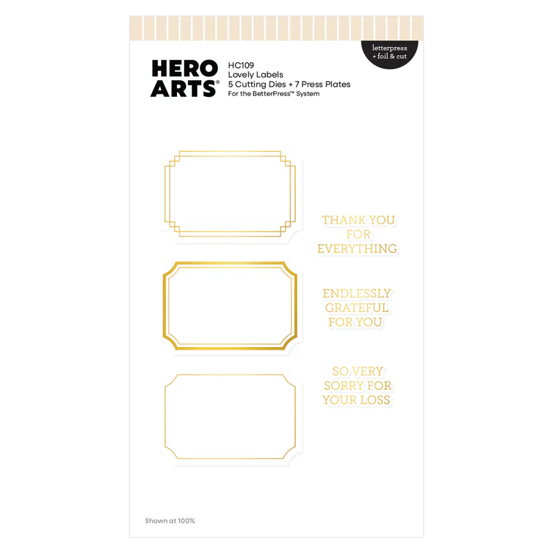 *NEW* - Spellbinders - Hero Arts Lovely Labels Letterpress + Foil & Cut