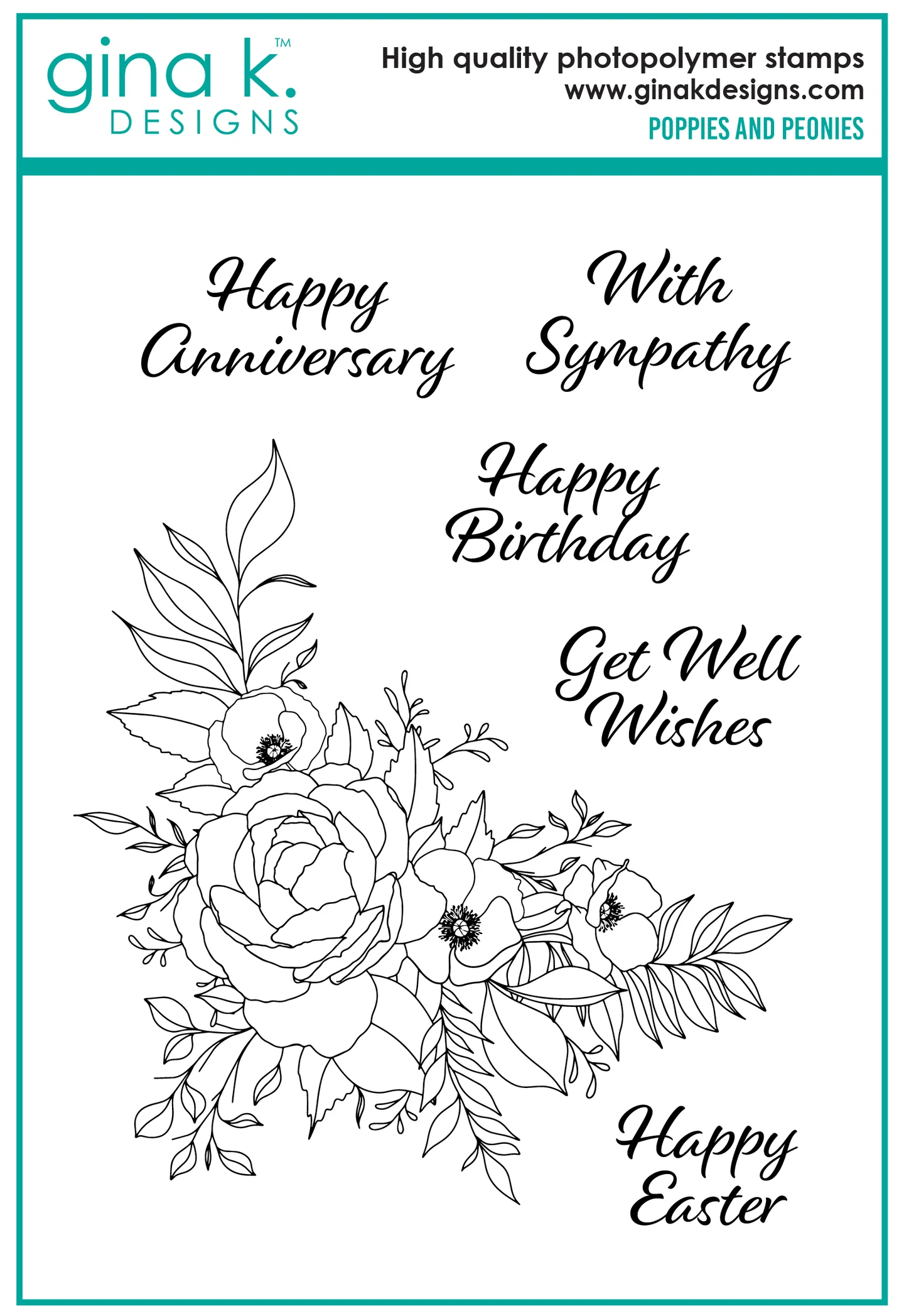Gina K Designs - Poppies and Peonies - STAMPS