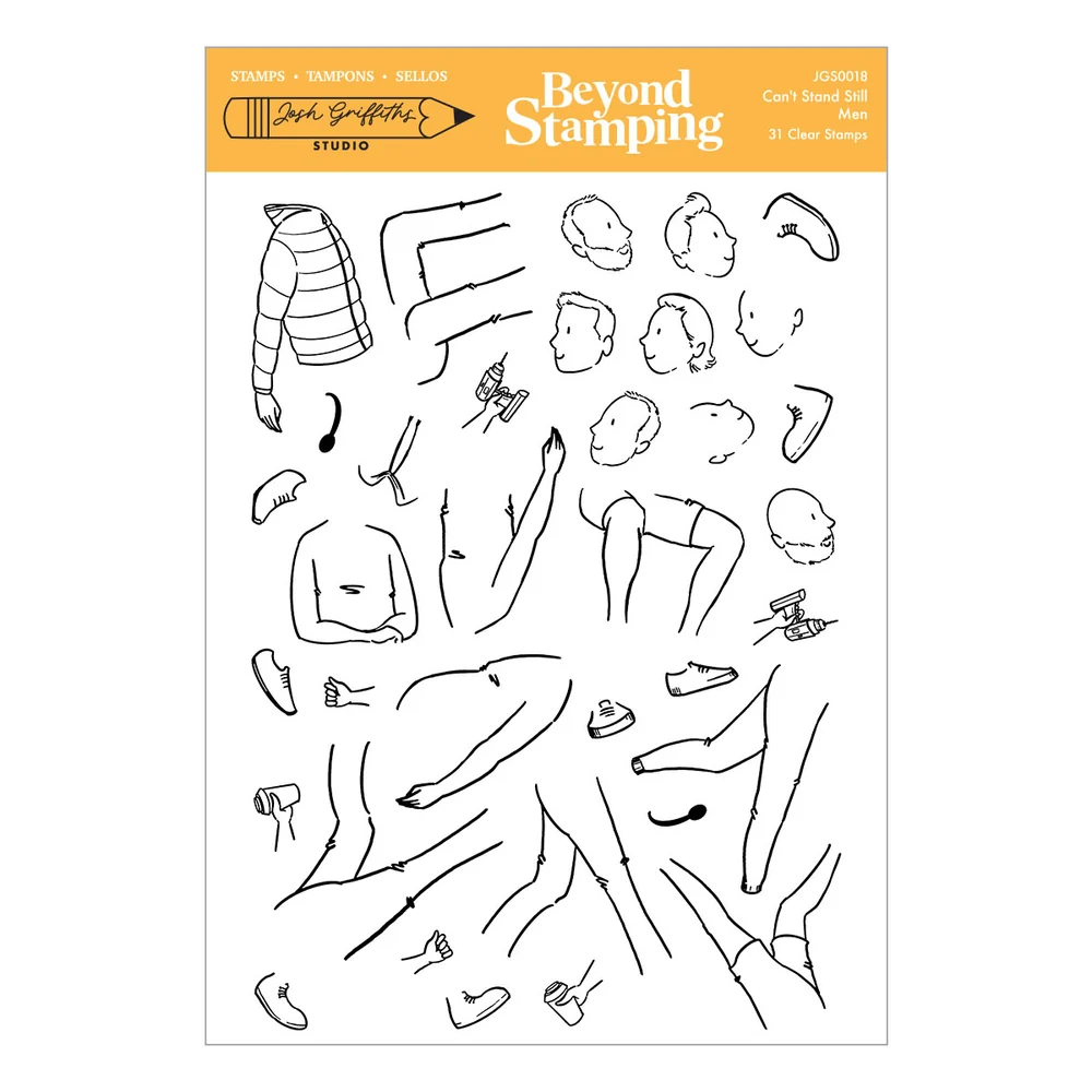 **NEW* - Spellbinders - Beyond Stamping Can't Stand Still 2 -Men Clear Stamp Set by Josh Griffiths Studio
