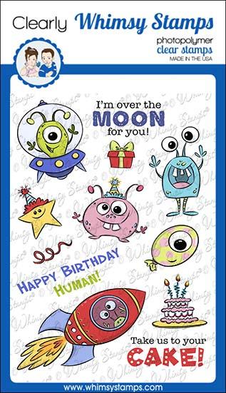 Whimsy Stamps - Over the Moon Clear Stamps