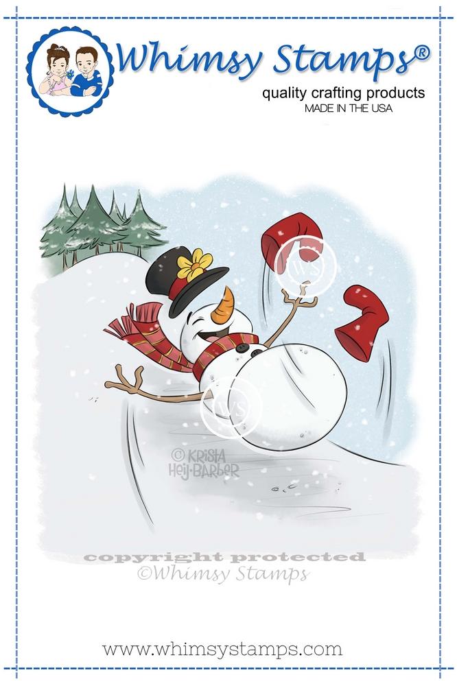 Whimsy Stamps - Sledding Snowman