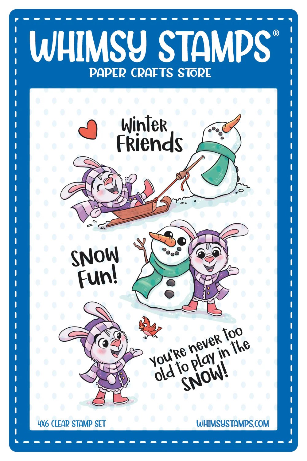 Whimsy Stamps - Winter Friends Snowman and Bunny Clear Stamps