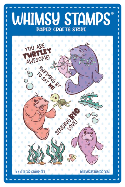 Whimsy Stamps - Big Love Manatees Clear Stamps