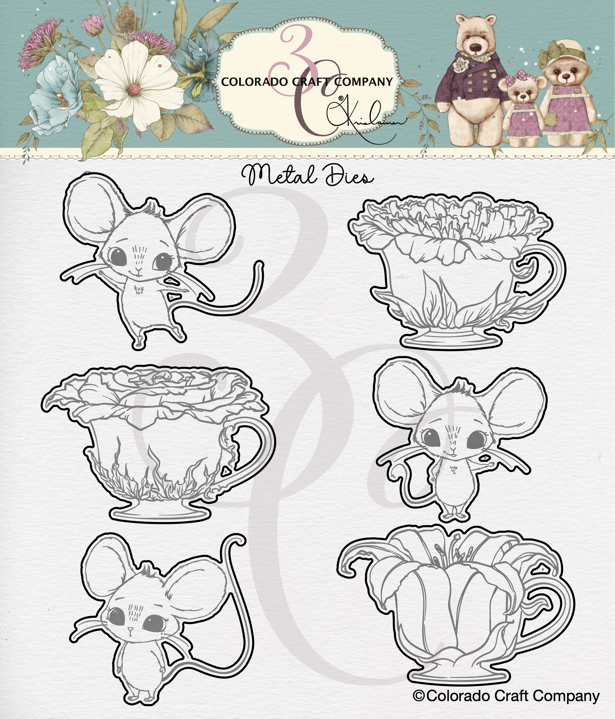 Colorado Craft Company - Kris Lauren~Teacups & Mice Dies