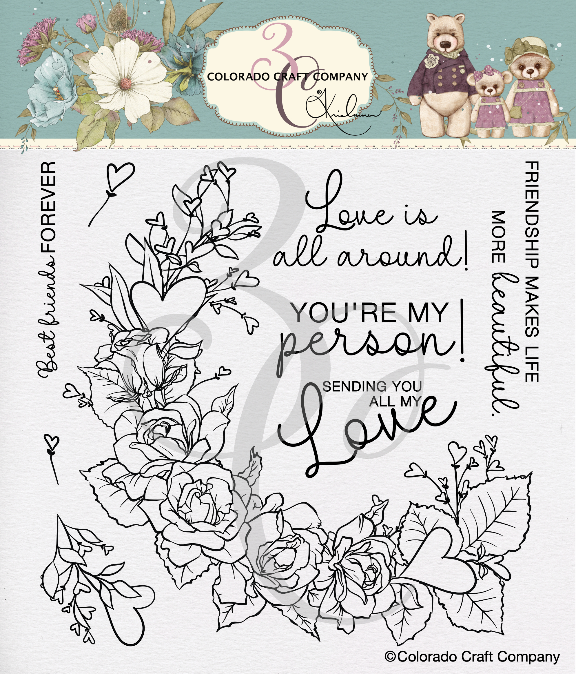 Colorado Craft Company - Kris Lauren~Best Friends Forever 6 x 6 Clear Stamps