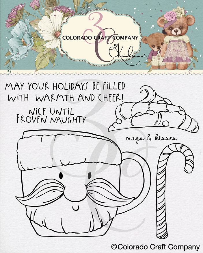Colorado Craft Company - Kris Lauren~Santa Cheer Mug 4 x 4 Clear Stamps