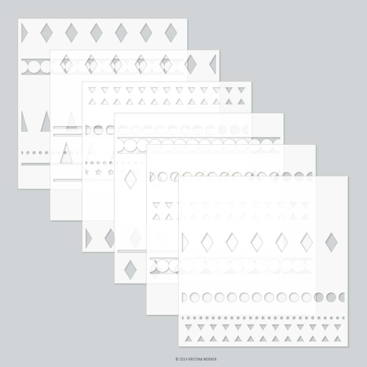 Concord & 9th - Festive Fun Pattern Stencil Pack (6 qty; 6 x 6)