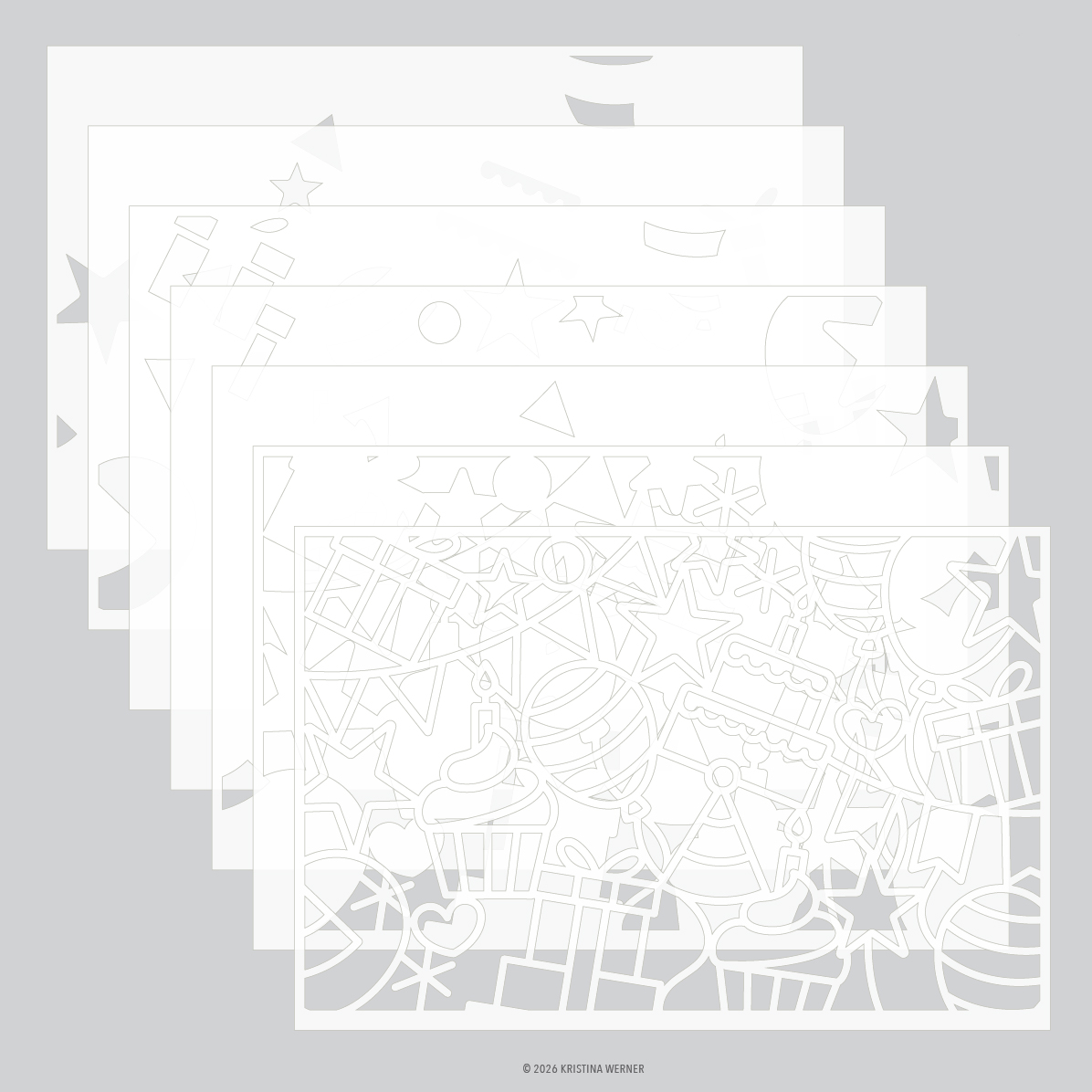 ***NEW* - Concord & 9th - Big Day Birthday Stencil Pack (7 qty; 6 x 9)
