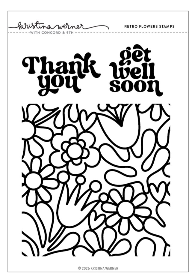 **NEW* - Concord & 9th - Retro Flowers Stamp Set (6 x 8)