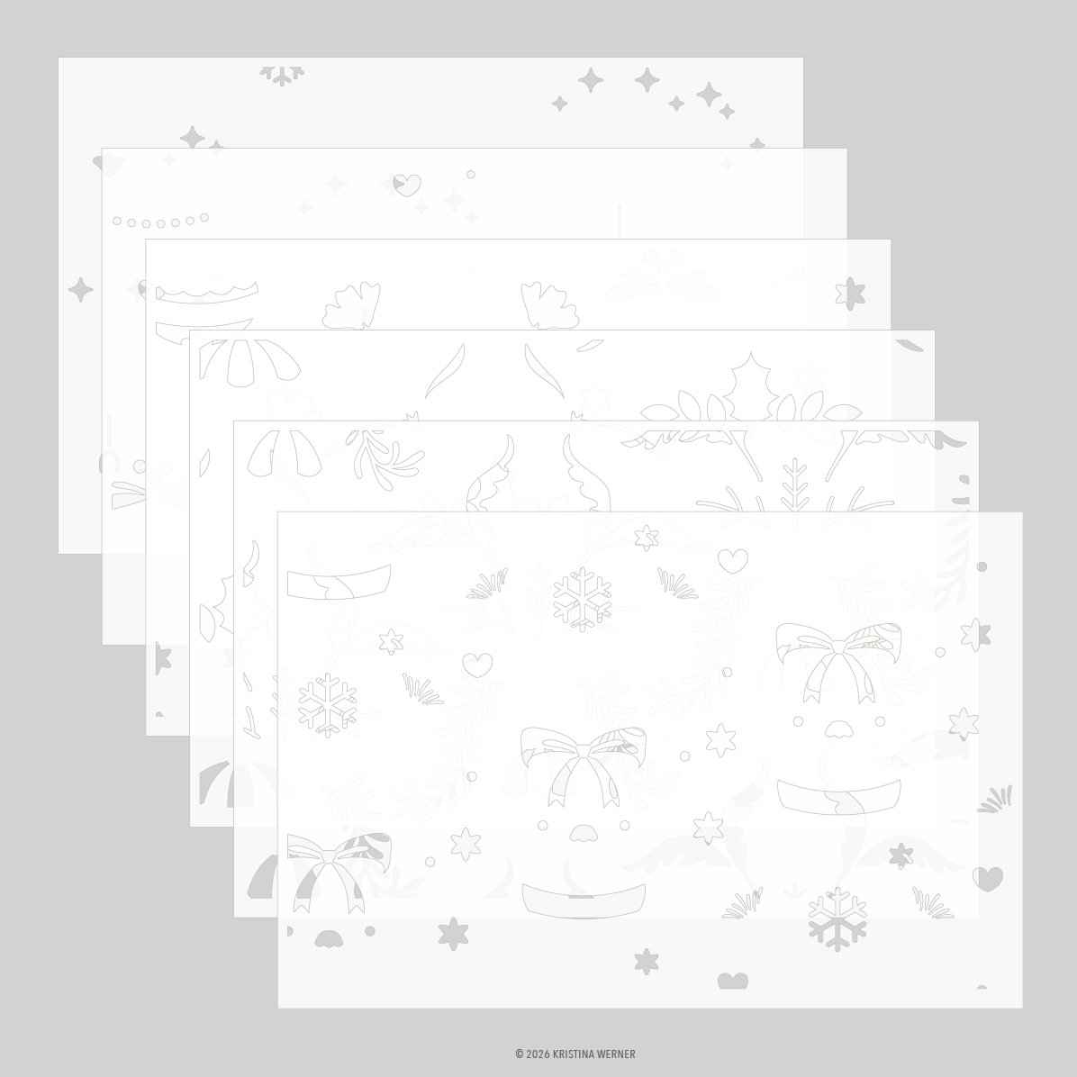 **NEW* - Concord & 9th - Ornamental Christmas Stencil Pack (6 qty; 6 x 9)