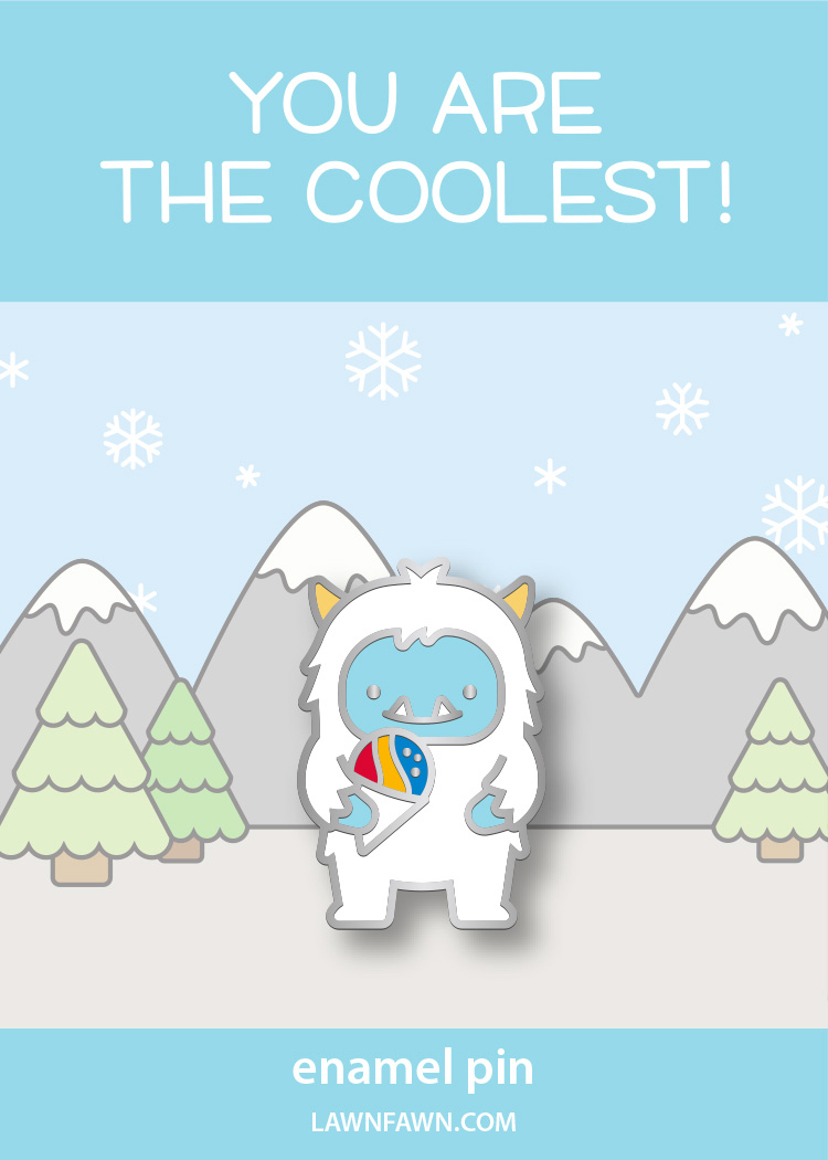 Lawn Fawn - yeti, set, cone! enamel pin