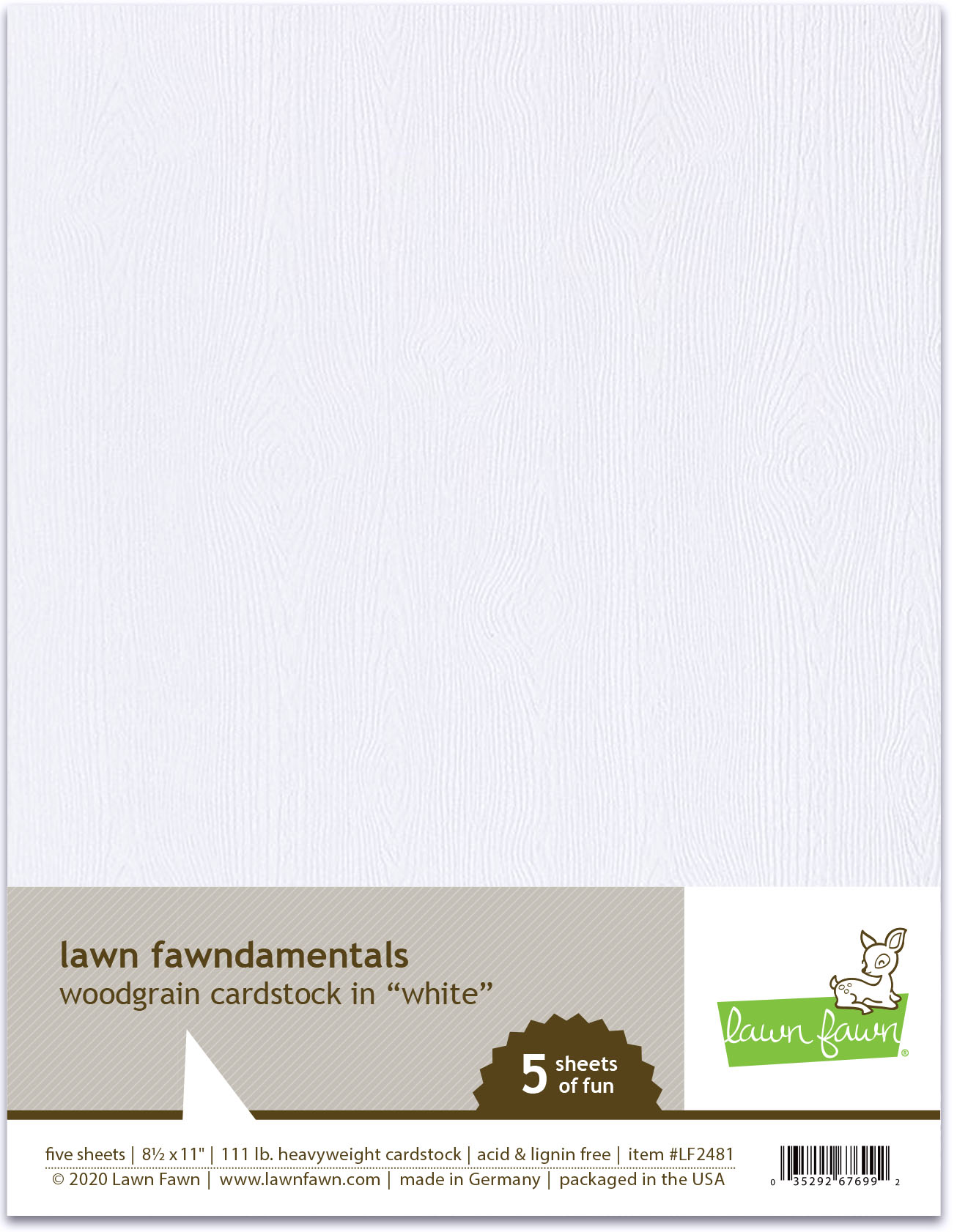 Lawn Fawn - woodgrain cardstock - white