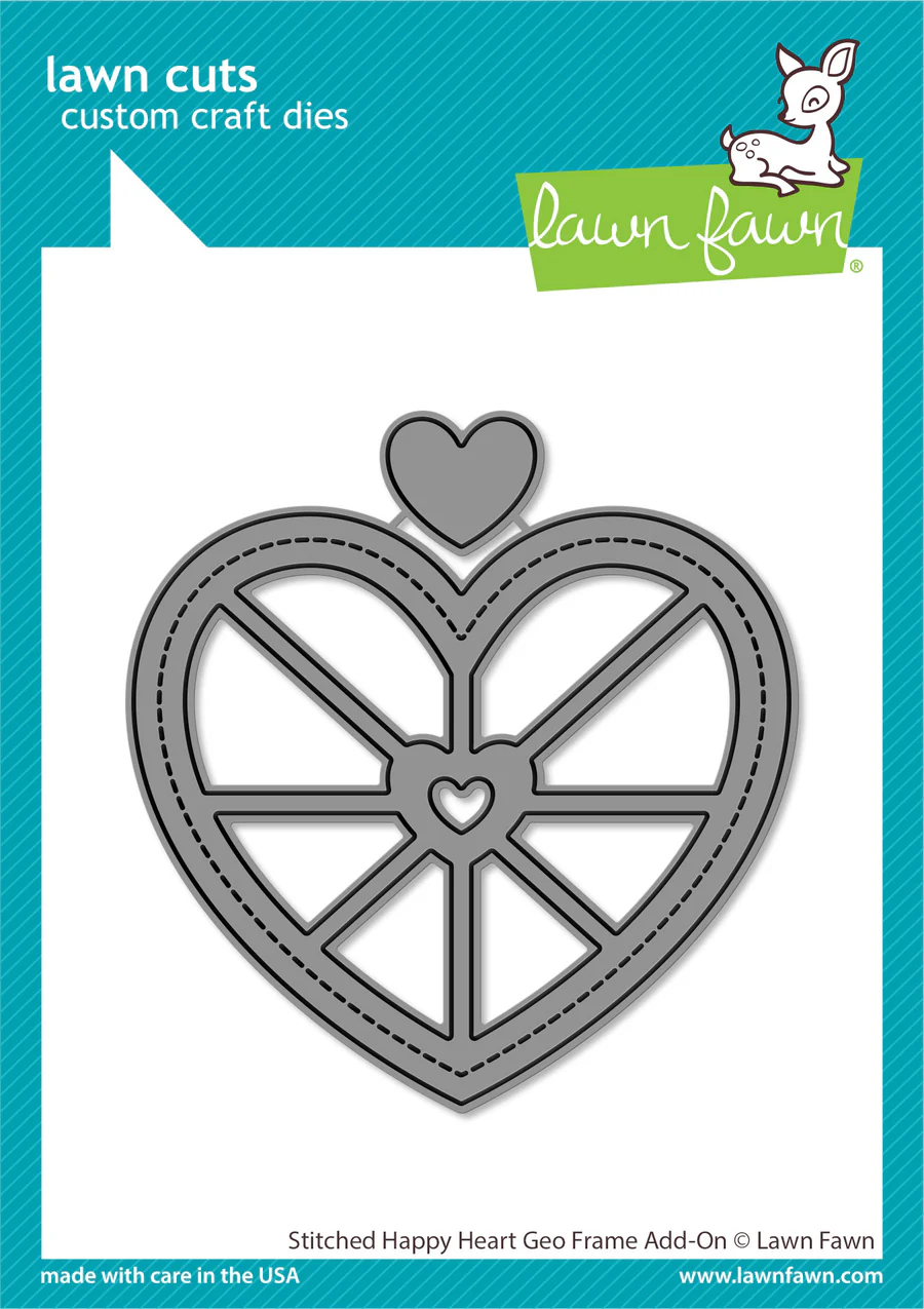 Lawn Fawn - stitched happy heart geo frame add-on