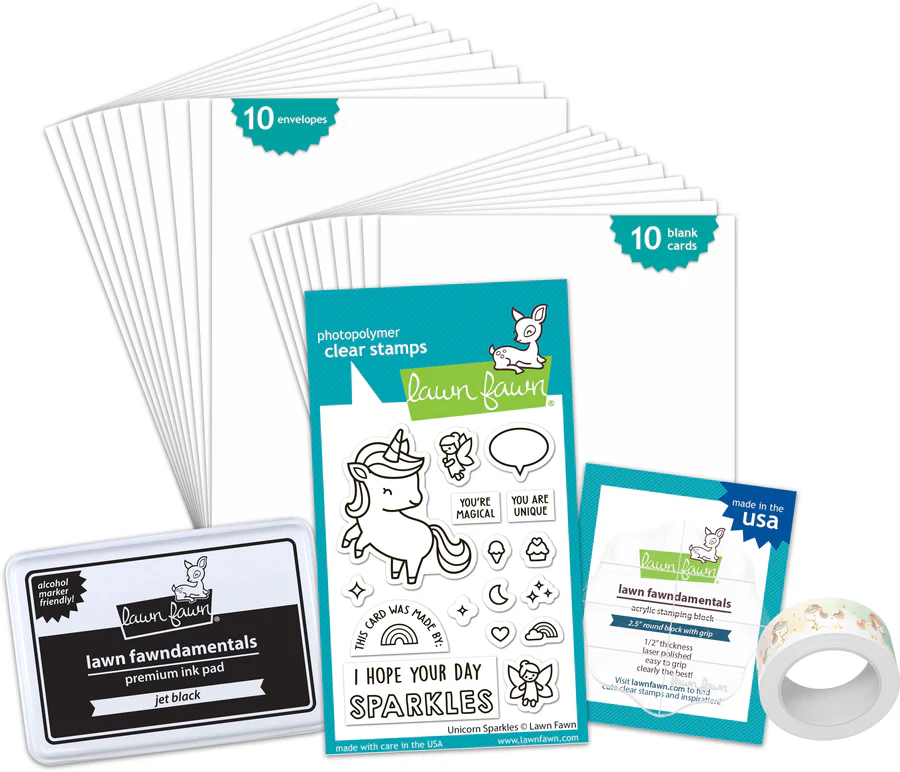 Lawn Fawn - unicorn sparkles kids cardmaking kit