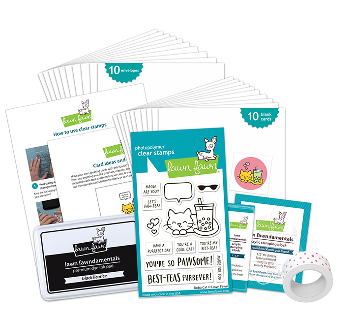 **NEW* - Lawn Fawn - boba cat kids cardmaking kit