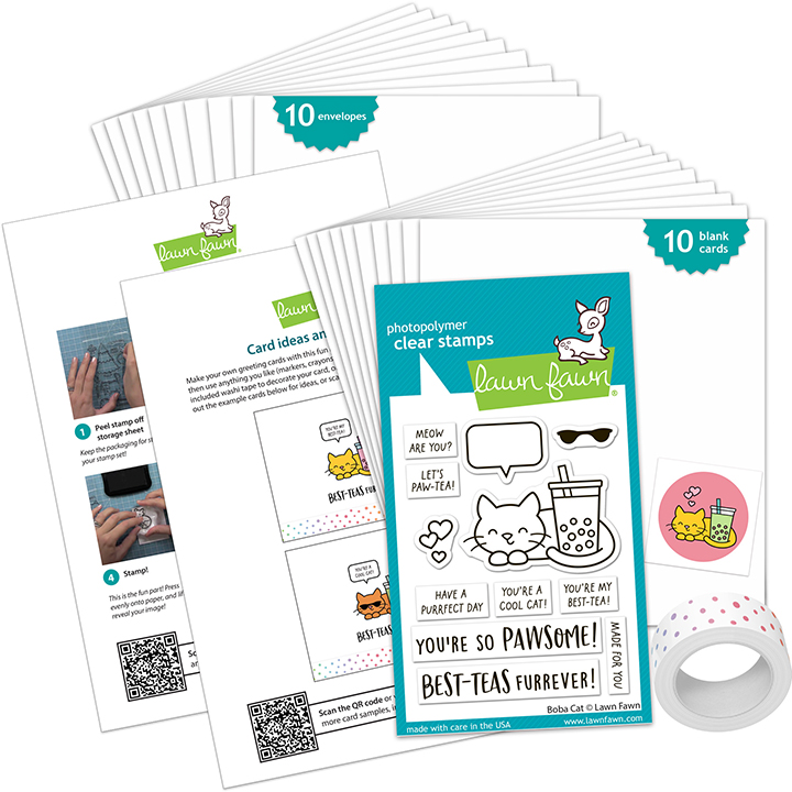 **NEW* - Lawn Fawn - boba cat kids cardmaking kit: mini