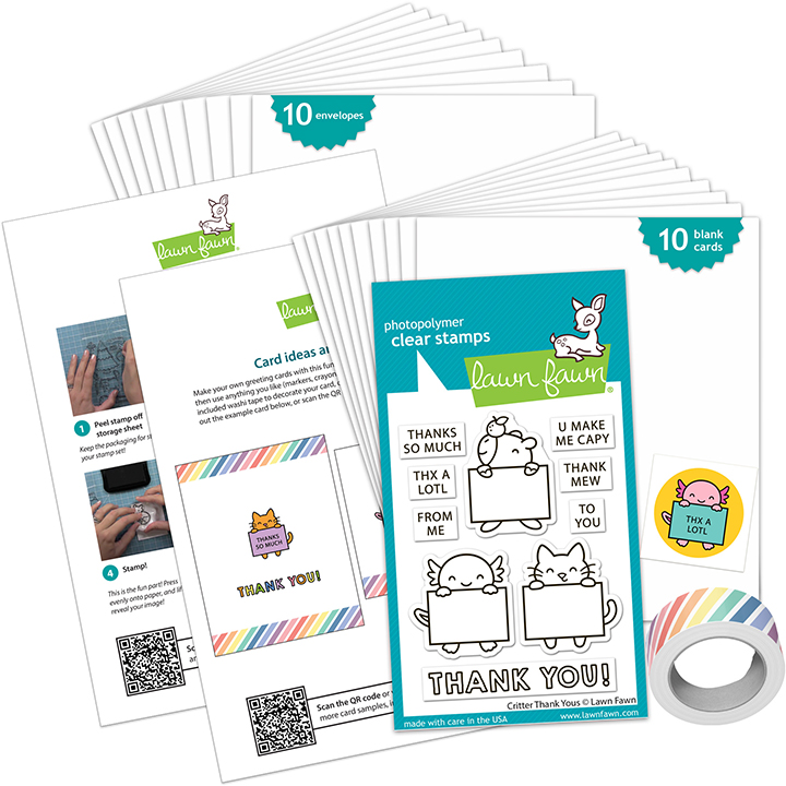 **NEW* - Lawn Fawn - critter thank yous kids cardmaking kit: mini