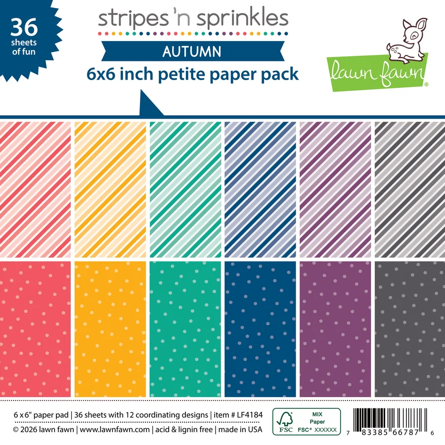 *NEW* - Lawn Fawn - stripes 'n sprinkles autumn - petite paper pack