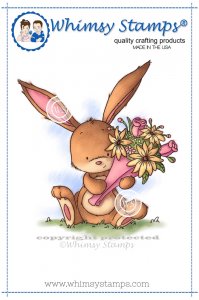 Whimsy Stamps - Flower Bouquet Bunny - Lee Holland Collection