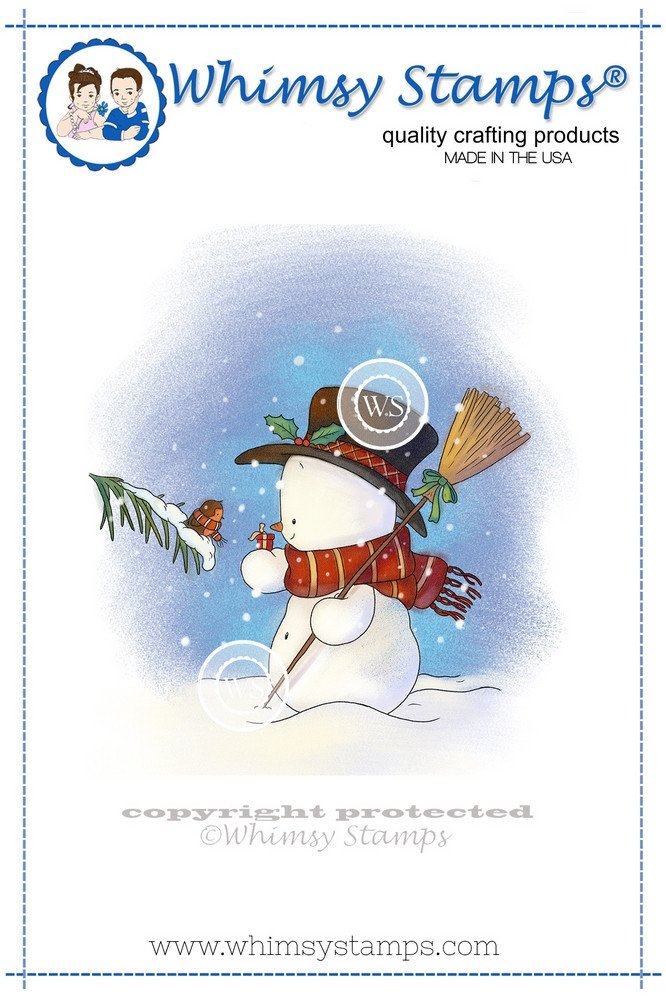 Whimsy Stamps - Snowman and Robin - Lee Holland Collection