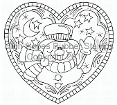 Heart Framed Waving Snowy - Unmounted