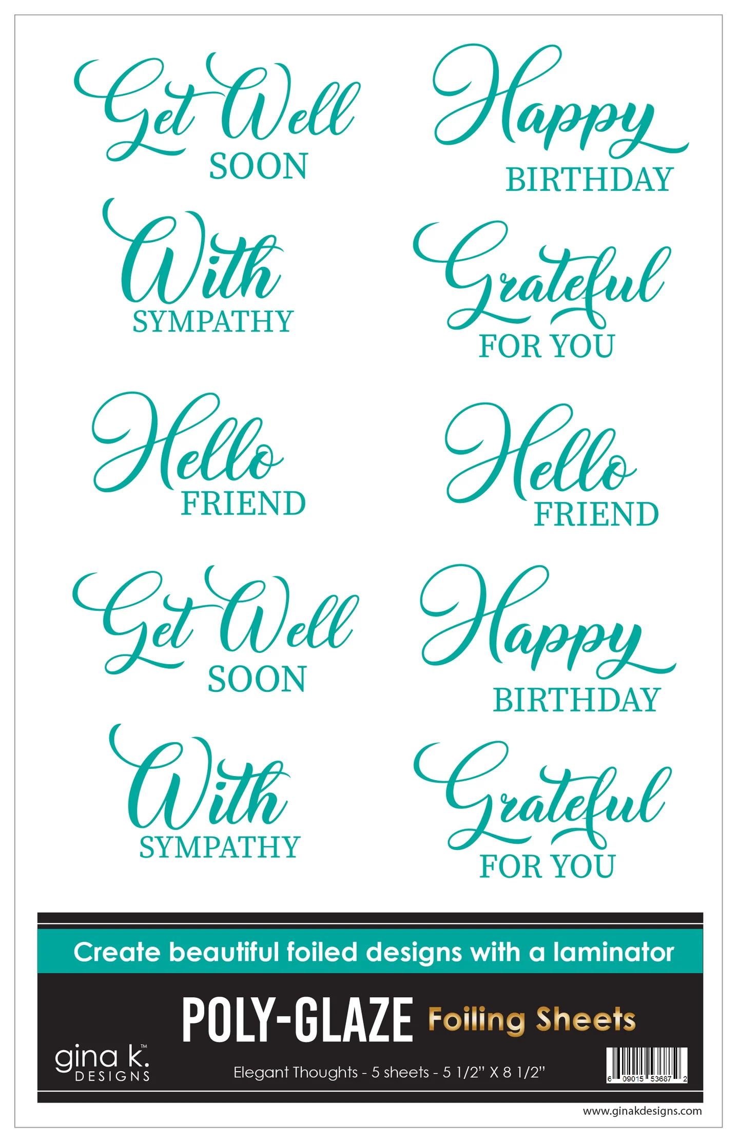 Gina K Designs - Elegant Thoughts - POLY-GLAZE Foiling Sheets