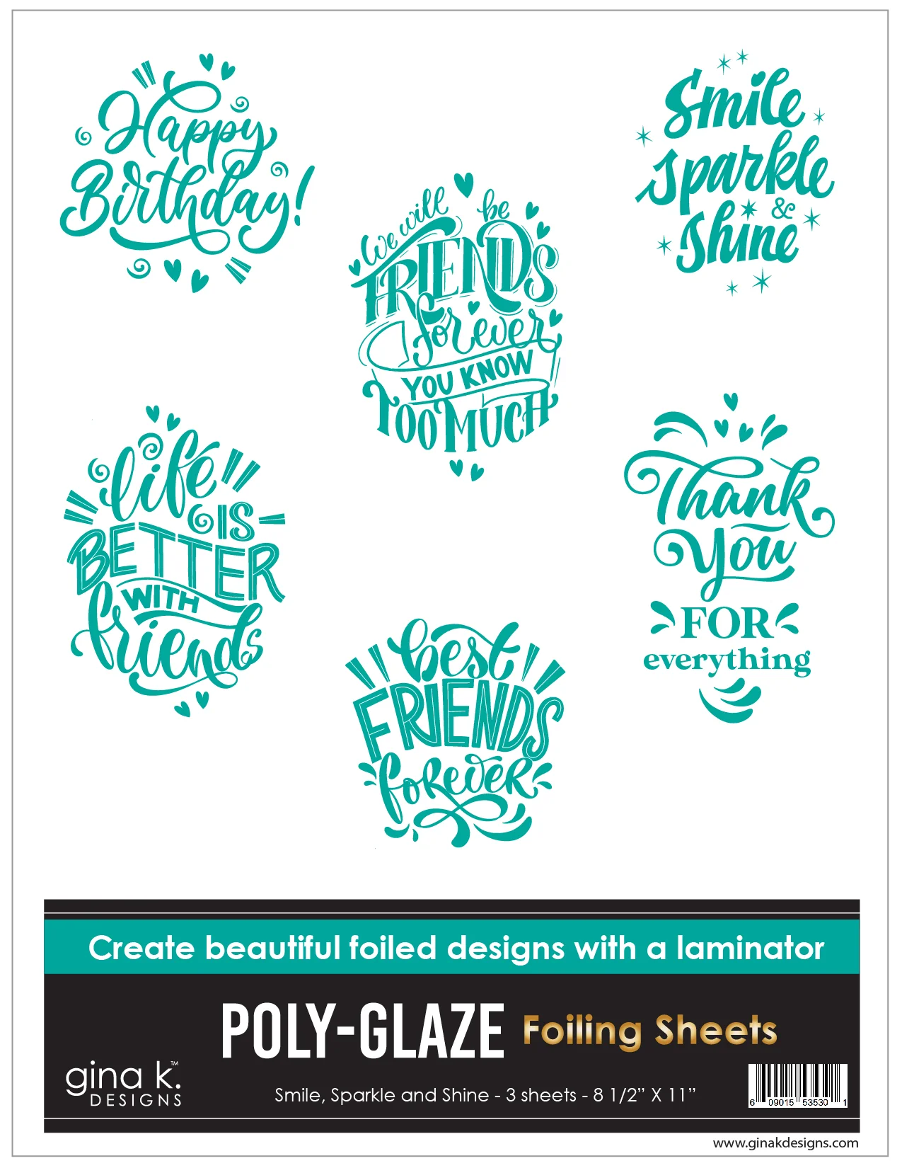 Gina K Designs - Smile, Sparkle and Shine - POLY-GLAZE FOILING SHEETS