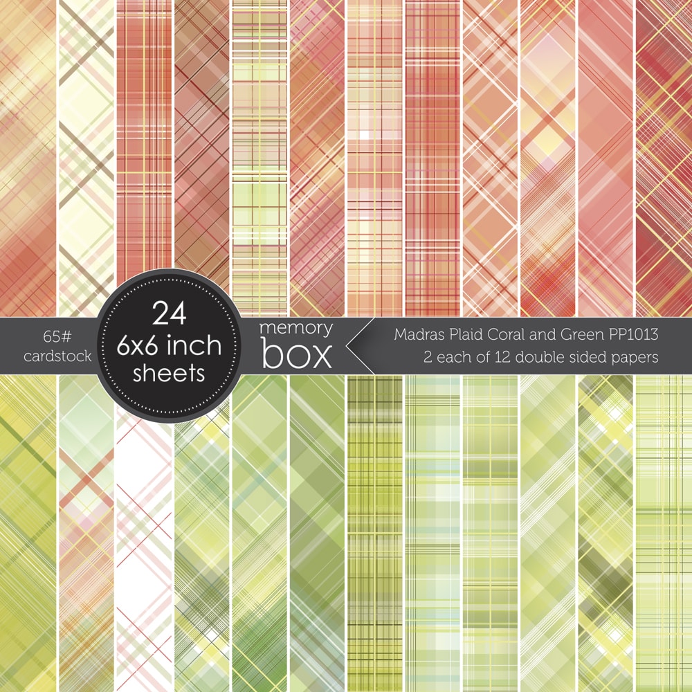 Memory Box - Madras Plaid Coral and Green 6x6 pack