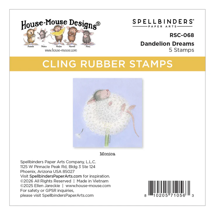 Spellbinders - House-Mouse Dandelion Dreams Cling Stamp Set