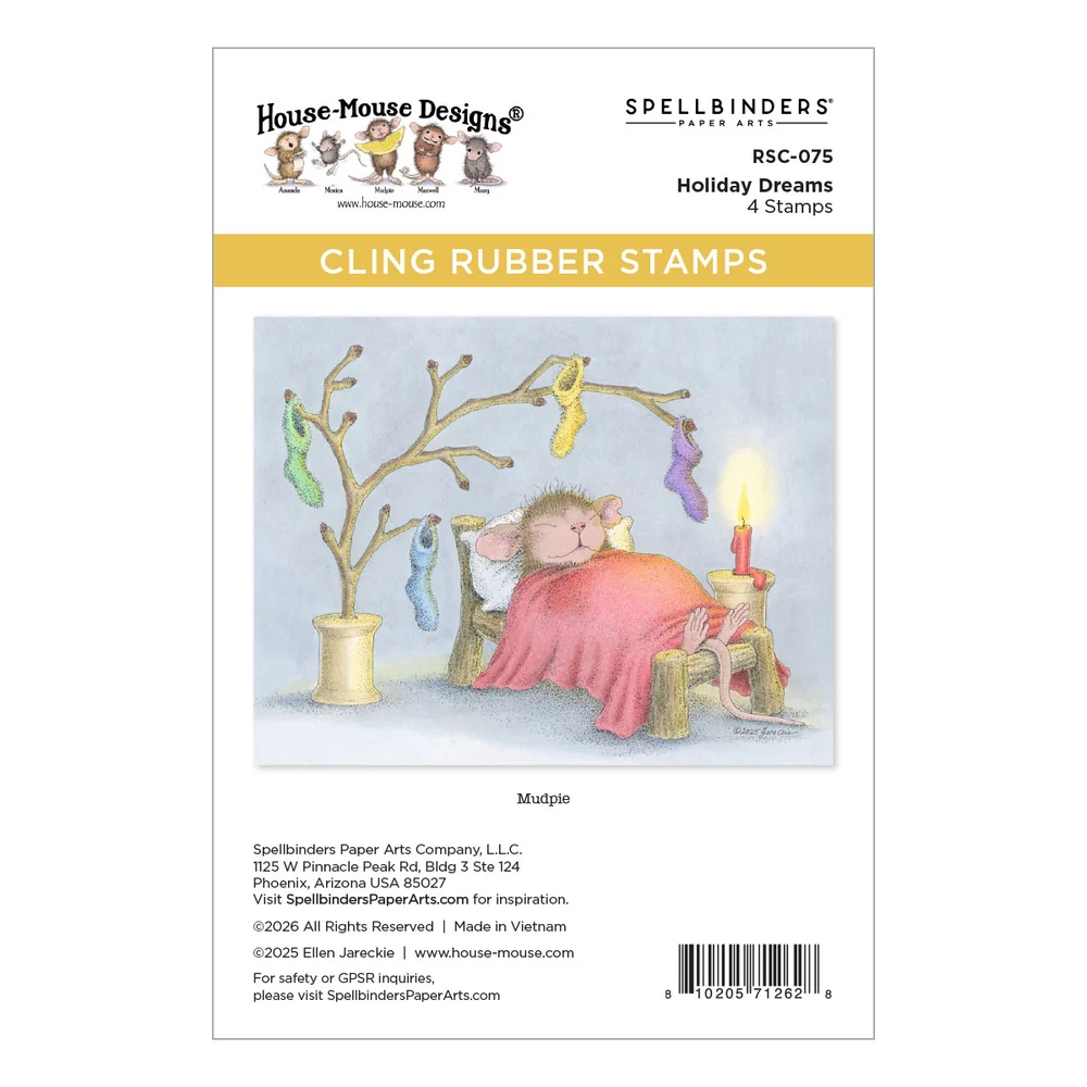 **NEW* - Spellbinders - House-Mouse Holiday Dreams Cling Rubber Stamp Set