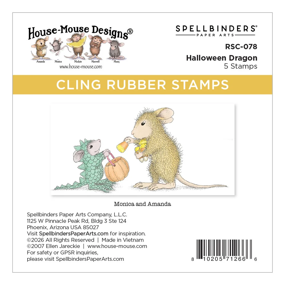 **NEW* - Spellbinders - House-Mouse Halloween Dragon Cling Rubber Stamp Set